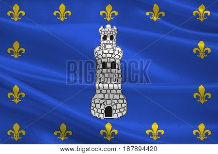 Flag of Montdidier is a commune in the Somme department in Hauts-de-France in northern France. 3d illustration
