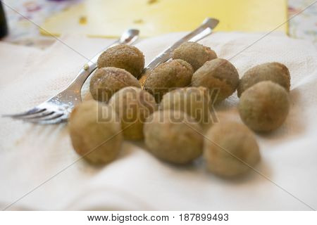 ascolana olives or fried stuffed olives at ascolana style