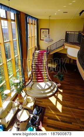 Living Room Interior With Classic Staircase