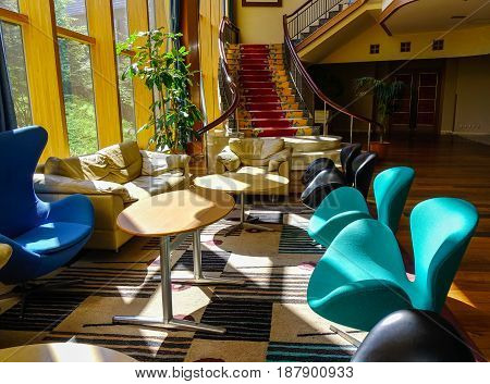 Living Room Interior With Classic Staircase