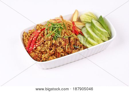 Spicy Roasted Mince Chicken With Yellow Curry Paste ,call Khua Kling