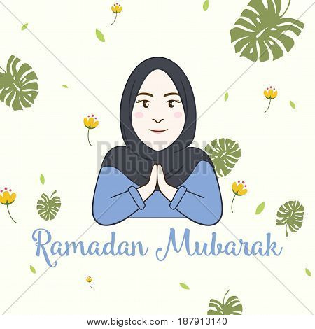 Hijab Girl Ramadan Greeting Card Vector Design