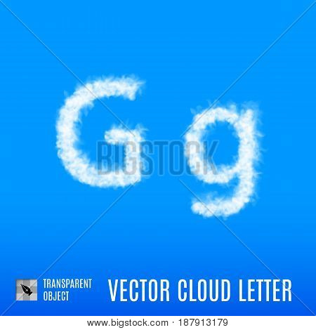 Clouds in Shape of the Letter G on Blue Background