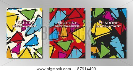 Minimal covers design. A4 with Barcelona, gaudi triangle pattern. Eps10 vector.