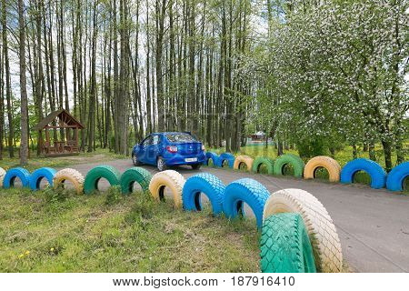 Slutsk, Belarus - May 20, 2017: The Car Is Parked In A Parking Lot In A Place For Rest