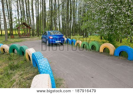 Slutsk, Belarus - May 20, 2017: The Car Is Parked In A Parking Lot In A Place For Rest