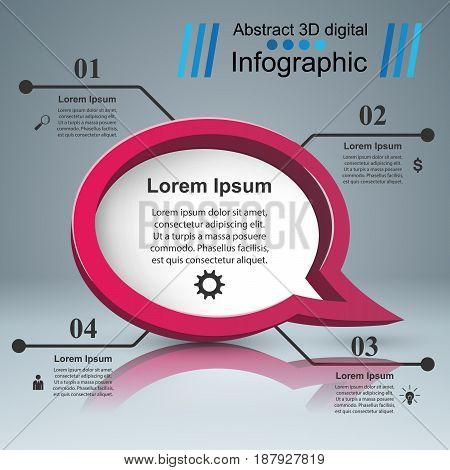 Speech bubl icon. Dialog box info. Abstract infographic. Marketing info