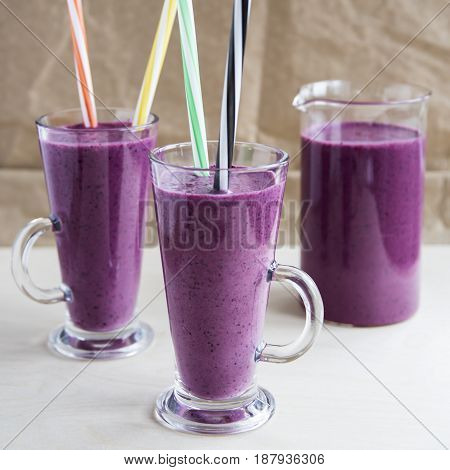 Vitamin smooth cocktail smoothies with blueberries and yogurt