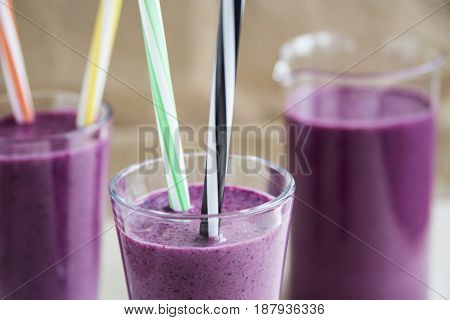 Vitamin smooth cocktail smoothies with blueberries and yogurt