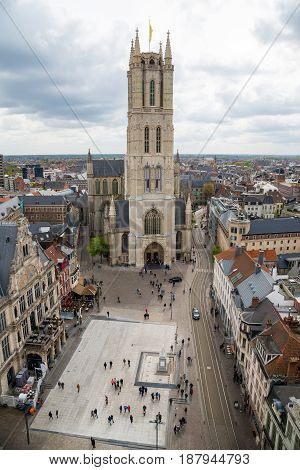 Saint Bavo Cathedral, View From Belfry. Ghent, Belgium