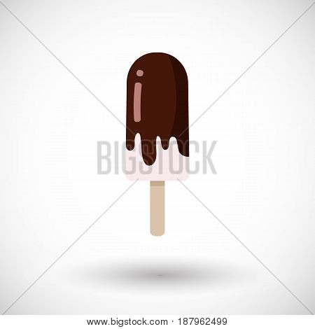Popsicle icon Flat design of ice cream in chocolade with round shadow vector illustration