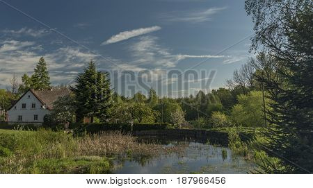 Jiretin pod Jedlovou village in spring sunny nice morning