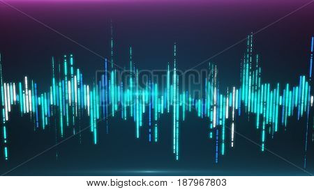 Single Colorful Eq, Equalizer Element Isolated On Dark Background.  Sound Audio Wave, Frequency, Mel