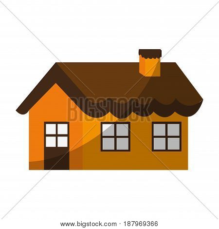 cute one story house with chimney icon image vector illustration design