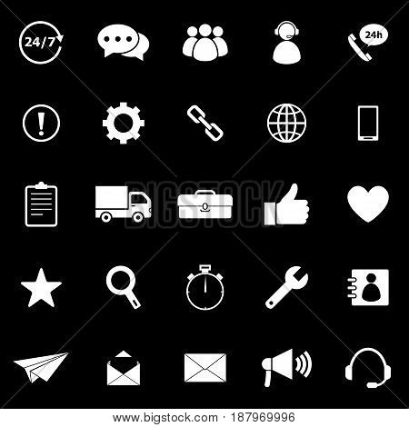 Customer service icons on black background, stock vector
