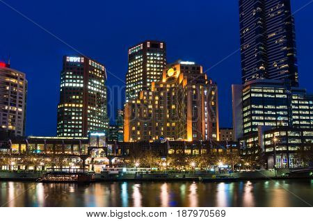 Melbourne Southbank Neighbourhood At Night