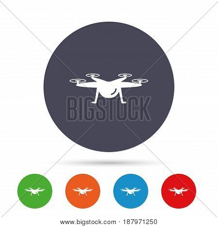 Drone icon. Quadrocopter symbol. Round colourful buttons with flat icons. Vector