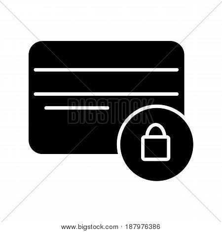 Credit card with lock vector icon. Black and white credit card secure illustration. Solid linear icon. eps 10