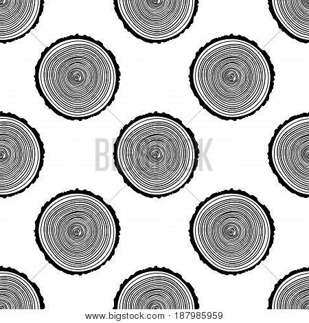 Tree Rings Seamless Vector Pattern. Saw cut tree trunk background. Vector Illustration.