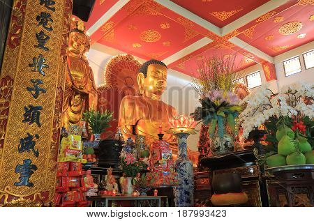 HO CHI MINH CITY VIETNAM - NOVEMBER 28, 2016: Vinh Nghiem pagoda temple Ho Chi Minh City Saigon Vietnam