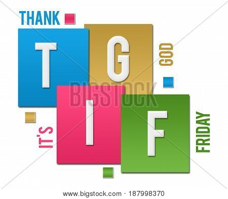 TGIF text alphabets written over colorful background.