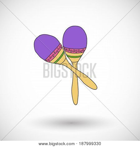 Maracas vector cartoon icon with round shadow