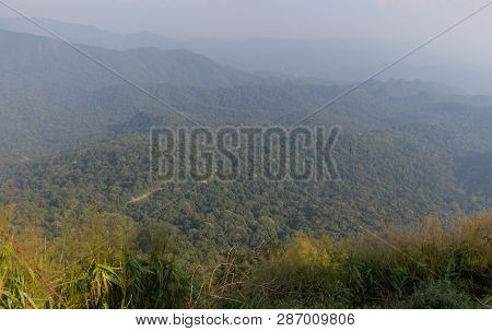 Beautiful Scene Mountain And Tree At Thong Pha Phum National Park, Kanjanaburi, Thailand