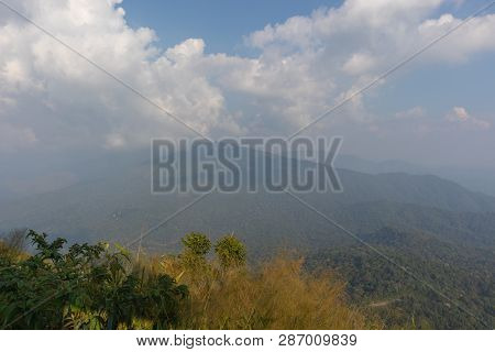 Beautiful Scene Mountain And Tree At Thong Pha Phum National Park, Kanjanaburi, Thailand