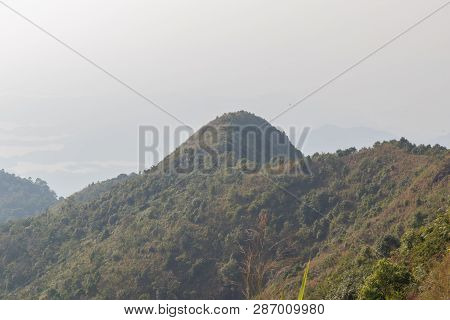 Beautiful Scene Mountain And Tree At Thong Pha Phum National Park, Kanjanaburi, Thailand