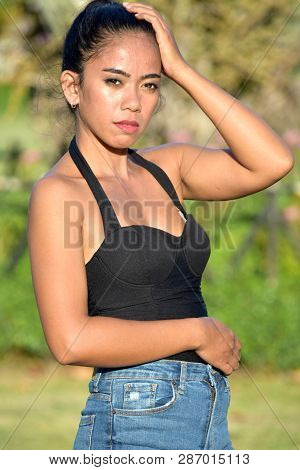 Unhappy Youthful Diverse Female Woman