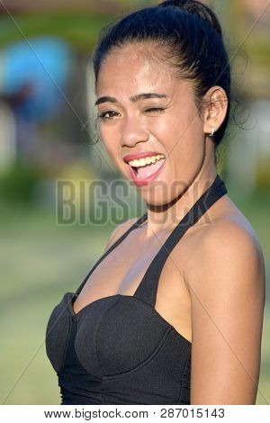 Winking Pretty Filipina Female