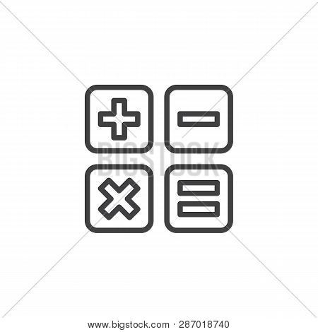 Calculator Buttons Line Icon. Linear Style Sign For Mobile Concept And Web Design. Basic Math Operat