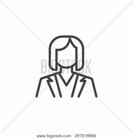 Business Woman Avatar Line Icon. Linear Style Sign For Mobile Concept And Web Design. Woman In Suit 