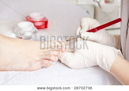 工作的脚趾甲指甲设计师