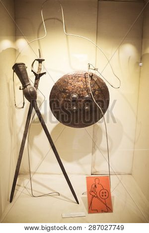 Red Fort Museum Of Arms And Weapons, New Delhi, Jul 21, 2018: Arms And Weapons Showcased Here In Gal