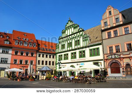 Weimar, Thuringia, Germany - May 05, 2013: The Market Square In The Historical Center Of Weimar