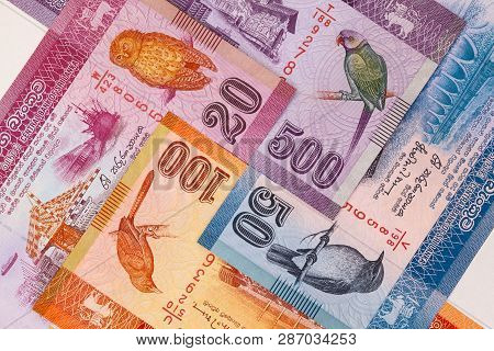 The Symmetrical Composition Of Sri Lankan Banknotes. Rupee, The National Currency Of Sri Lanka.