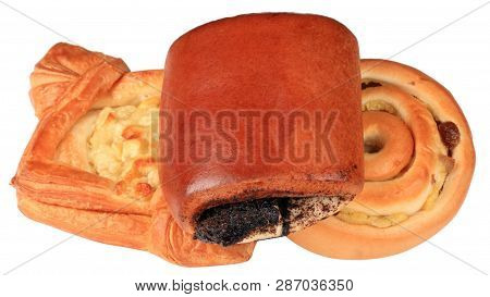 Three Small Loaf Of Bread On White Background