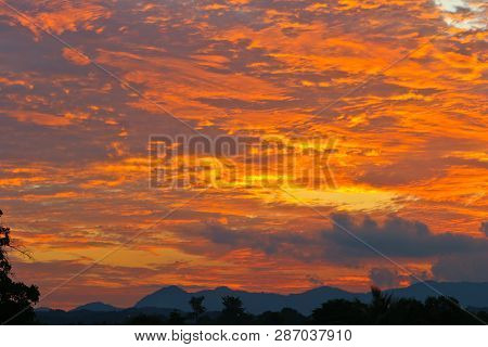 The Beautiful Red Sky Behind The Sunset