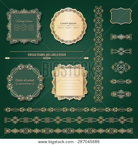 Lixury Golden Frames And Borders Set. Luxury Design. Vector