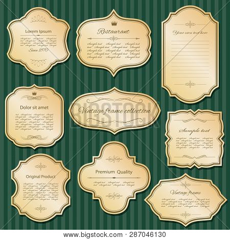 Lixury Golden Frames And Borders Set. Vector