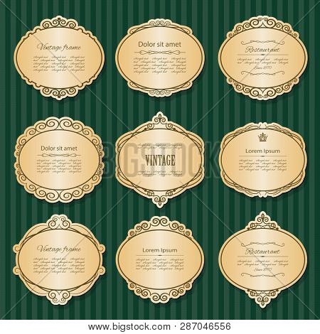 Lixury Golden Frames And Borders Set. Vector