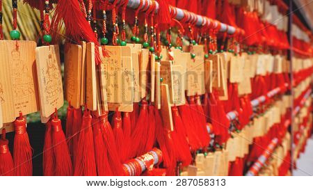 Eople Write And Hang Ema Wood Tag Or Wooden Label For Praying For Good Luck Happy Other At Sanya, Ch