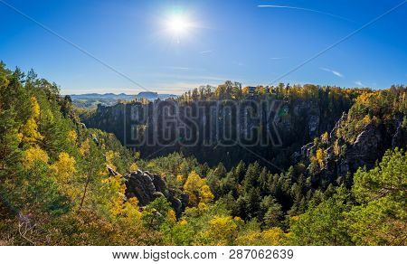 The Autumn In Saxon Switzerland, (saechsische Schweiz). Germany.
