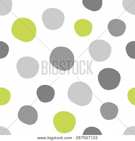 Geometrical Background With Uneven Circles. Abstract Round Seamless Pattern. Hand Drawn Colorful Dot