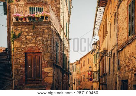 Picturesque View Of Small Old Street, Imahe Taken In Tuscany, Italy