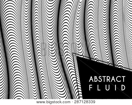 Abstract Wavy Background, Optical Art, Opart Striped. Vector Waves, Geometry Line Stripes