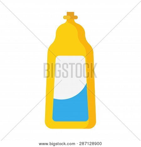 Household Chemicals Blank Plastic Bottles. Yellow Bottle. Liquid Detergent Or Soap, Stain Remover, L