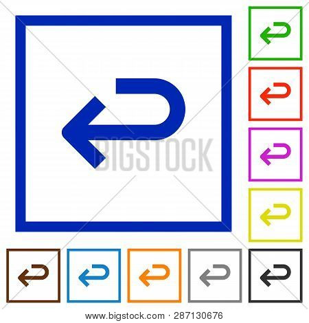 Back Arrow Flat Color Icons In Square Frames On White Background