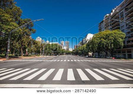 Pedestrian crossing over Av. Pres. Figueroa Alcorta in Buenos Aires, Argentina.